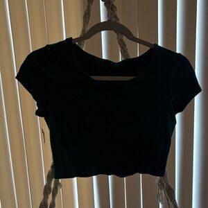 SHEIN Dark Green Ribbed Crop Top